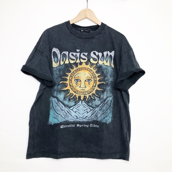 Zara oasis Sun, gray graphic T-shirt - Picture 9 of 9